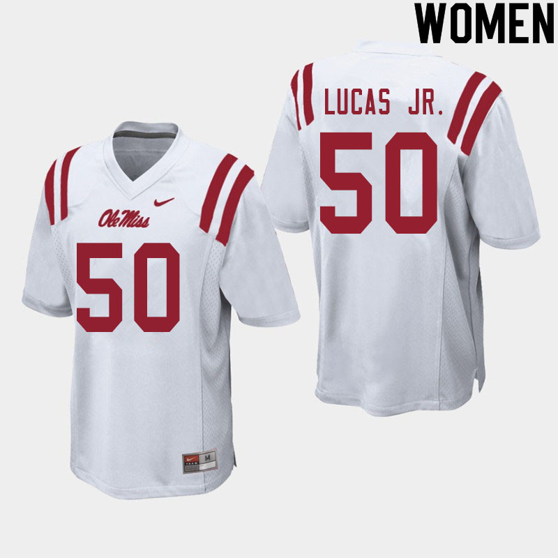 Patrick Lucas Jr. Ole Miss Rebels NCAA Women's White #50 Stitched Limited College Football Jersey HNN6058MR